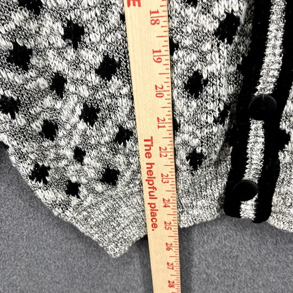 Design Studio Sweater Womens Medium Gray Black dots Cardigan Knit preppy - Picture 7 of 15